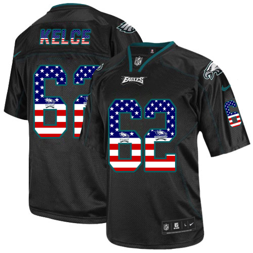 Nike Eagles #62 Jason Kelce Black Men's Stitched NFL Elite USA Flag Fashion Jersey - Click Image to Close